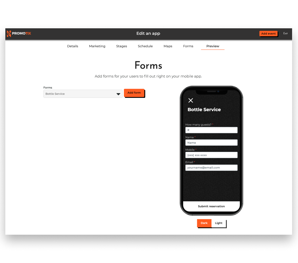 Mobile app forms