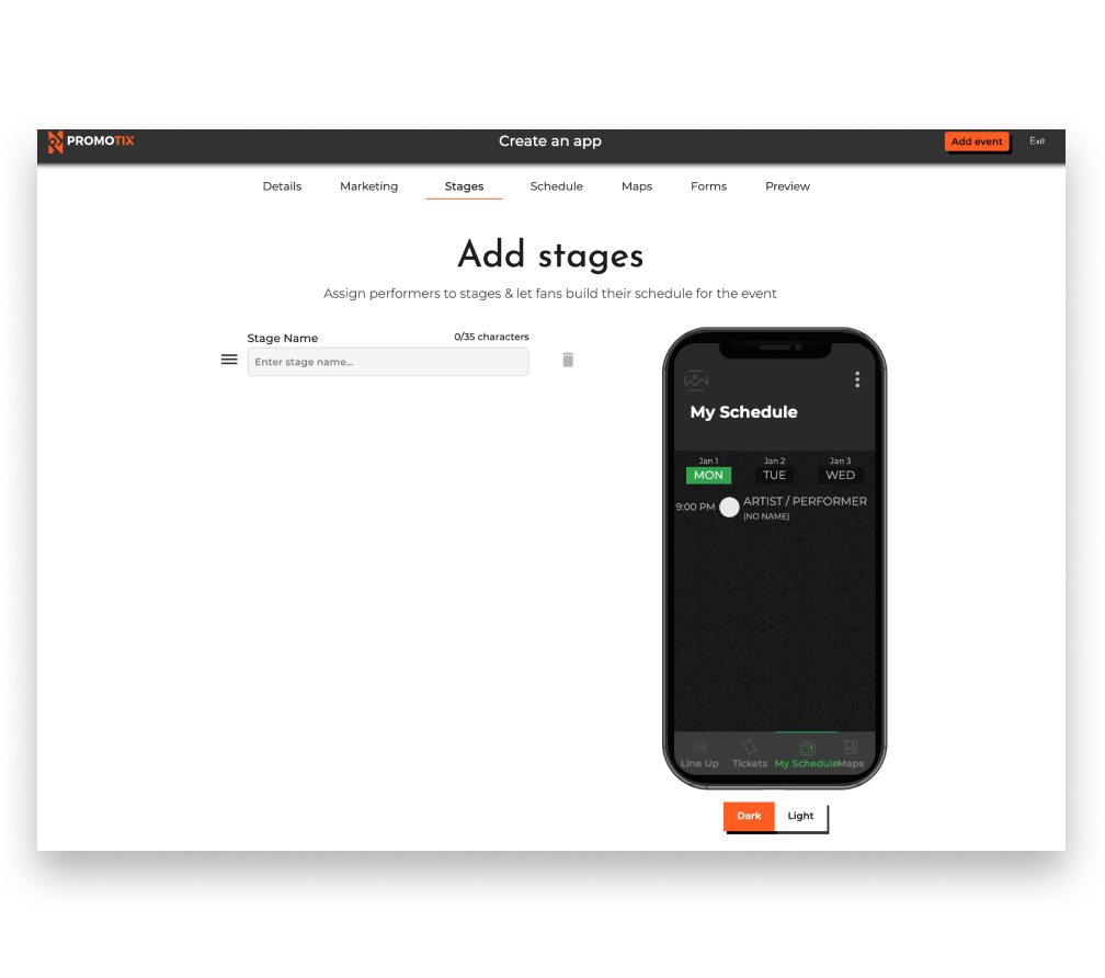 Mobile app stages