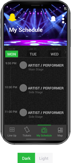 Mobile app schedule screen