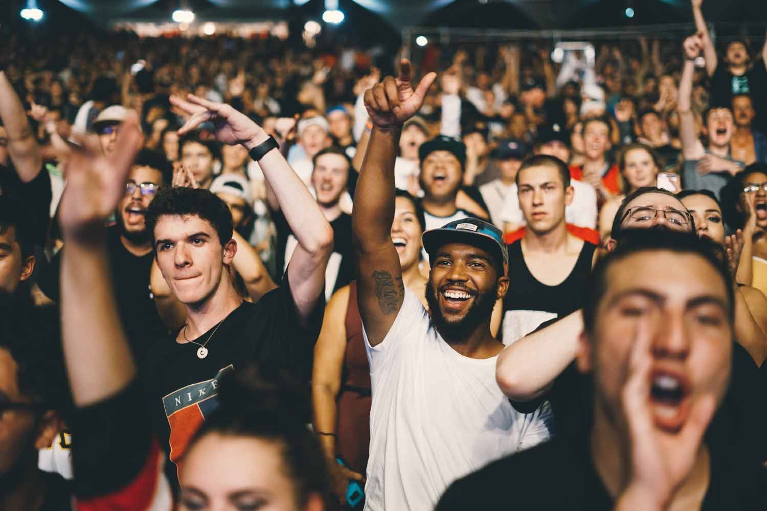 Happy crowd partying