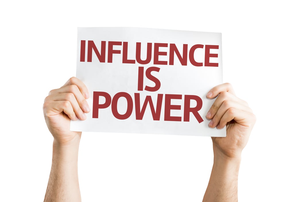 Influence is Power card isolated on white background
